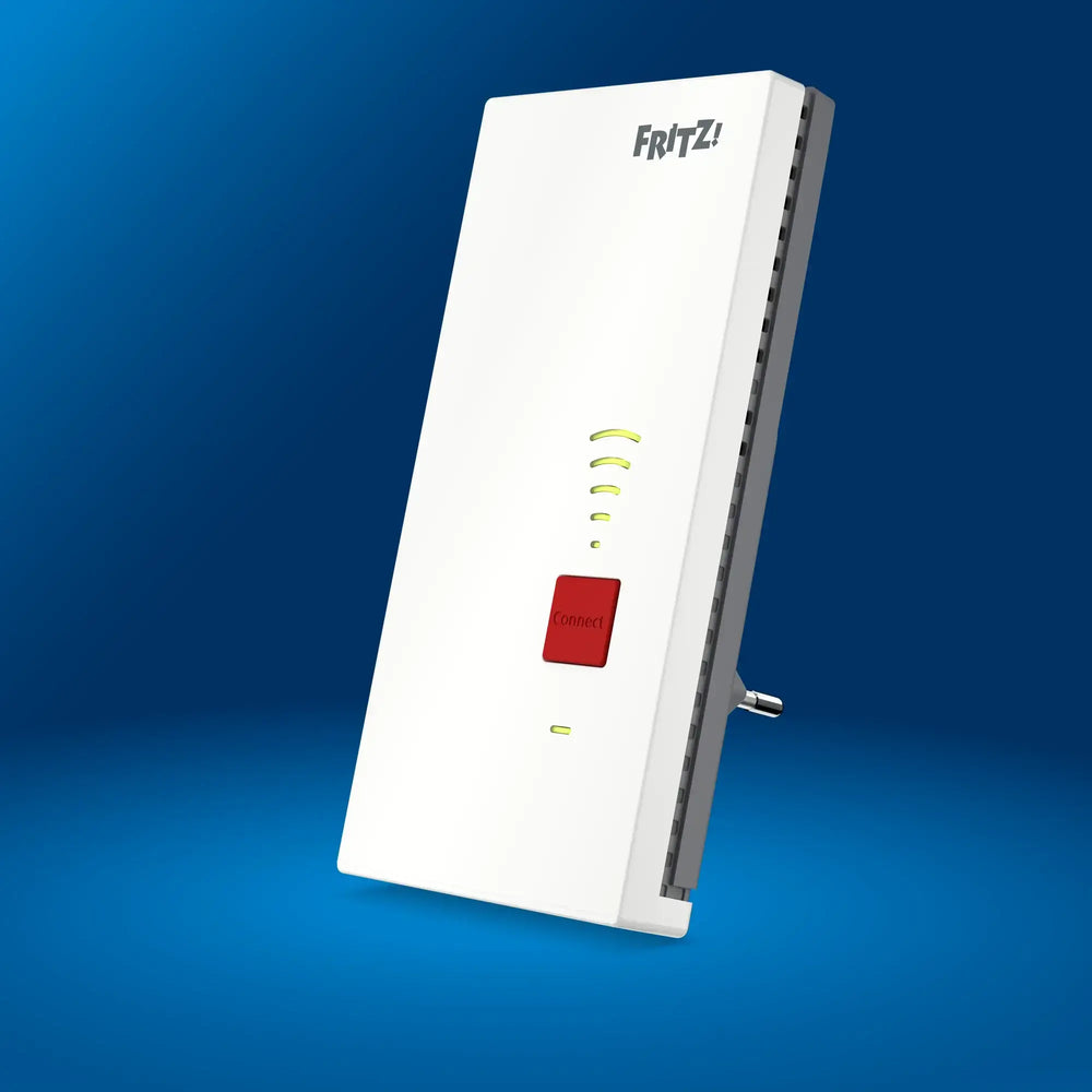 FRITZ!Repeater 2700 auf blauem Hintergrund